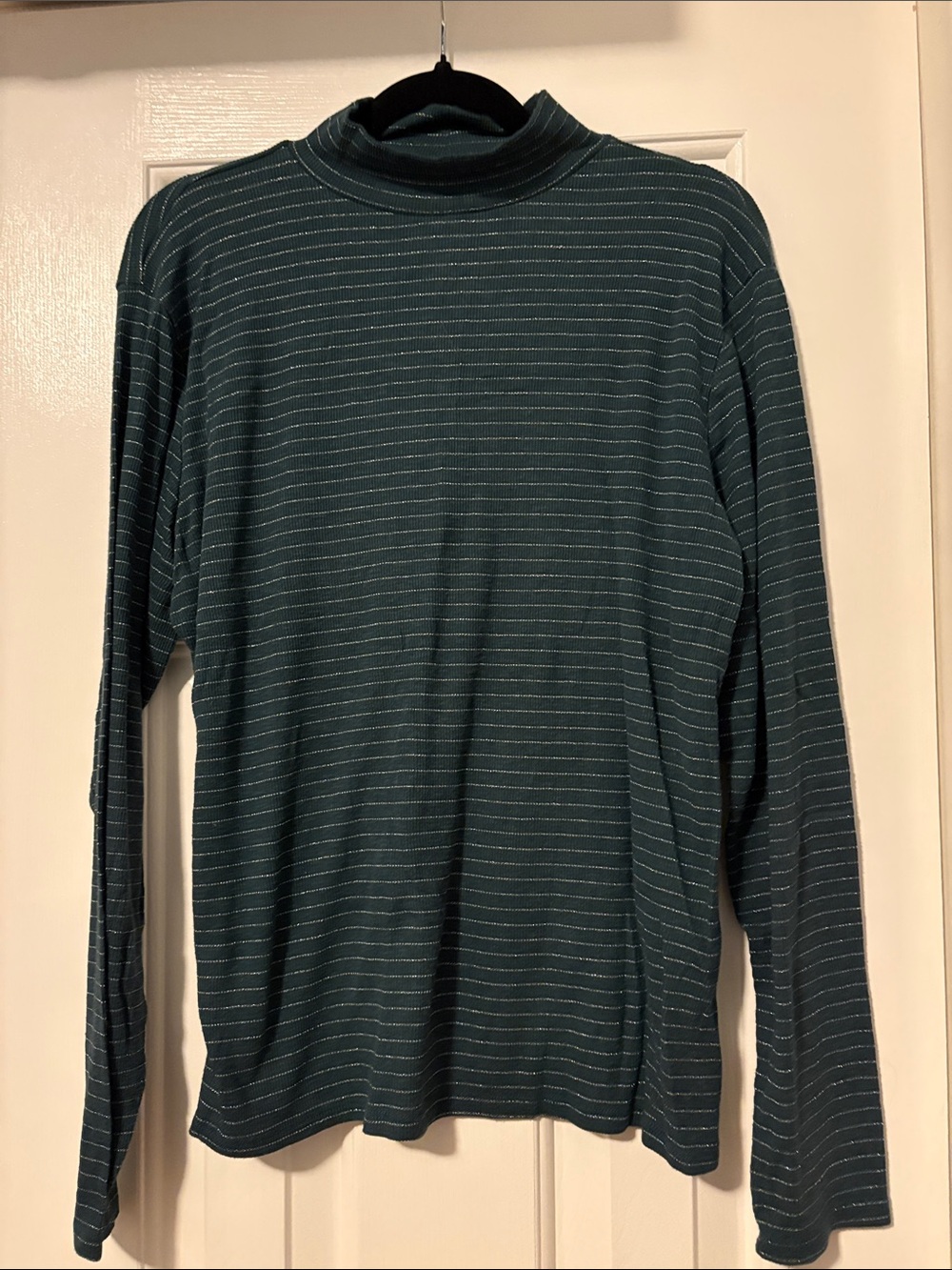 Nine West Dark Green Striped Turtleneck
